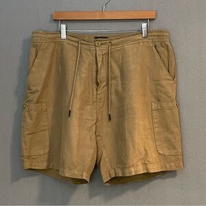 Reyn Spooner XL Beige Khaki Linen Blend Cargo Shorts Elastic Waist